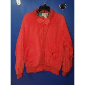 American Eagle Mens Large Vintage Jacket Solid Red Zip Plaid Lining Farm Chore